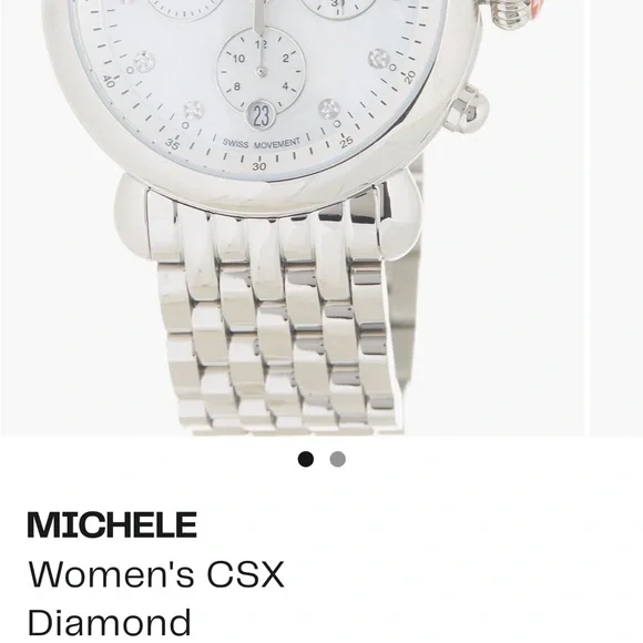 Michele Stainless Steel Watch with Pearl Dial - Picture 8 of 12